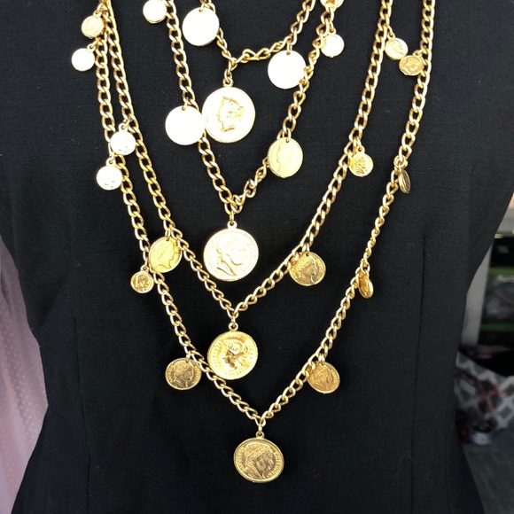 Vintage Goldette multistrand coin gold Necklace - Picture 4 of 6